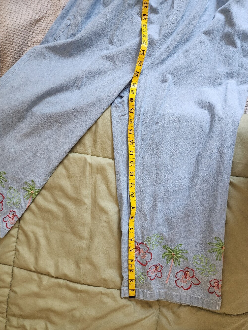 "Classic Elements" Size 16w/18w Tropical Embroidery Capri+Collared Shirt Set - Picture 15 of 16